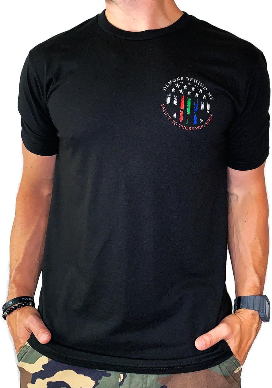 Demons Behind Me Men's Salute to Those Who Serve T-Shirt