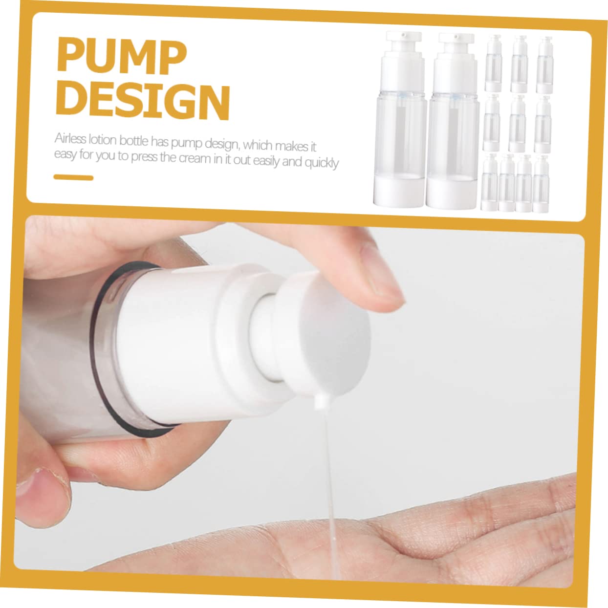 Hemobllo 12 Flaconi Airless da 15ml per Lozione, Contenitori Cosmetici Pompa, Leggeri e Puliti, per Viaggio e Uso Quotidiano
