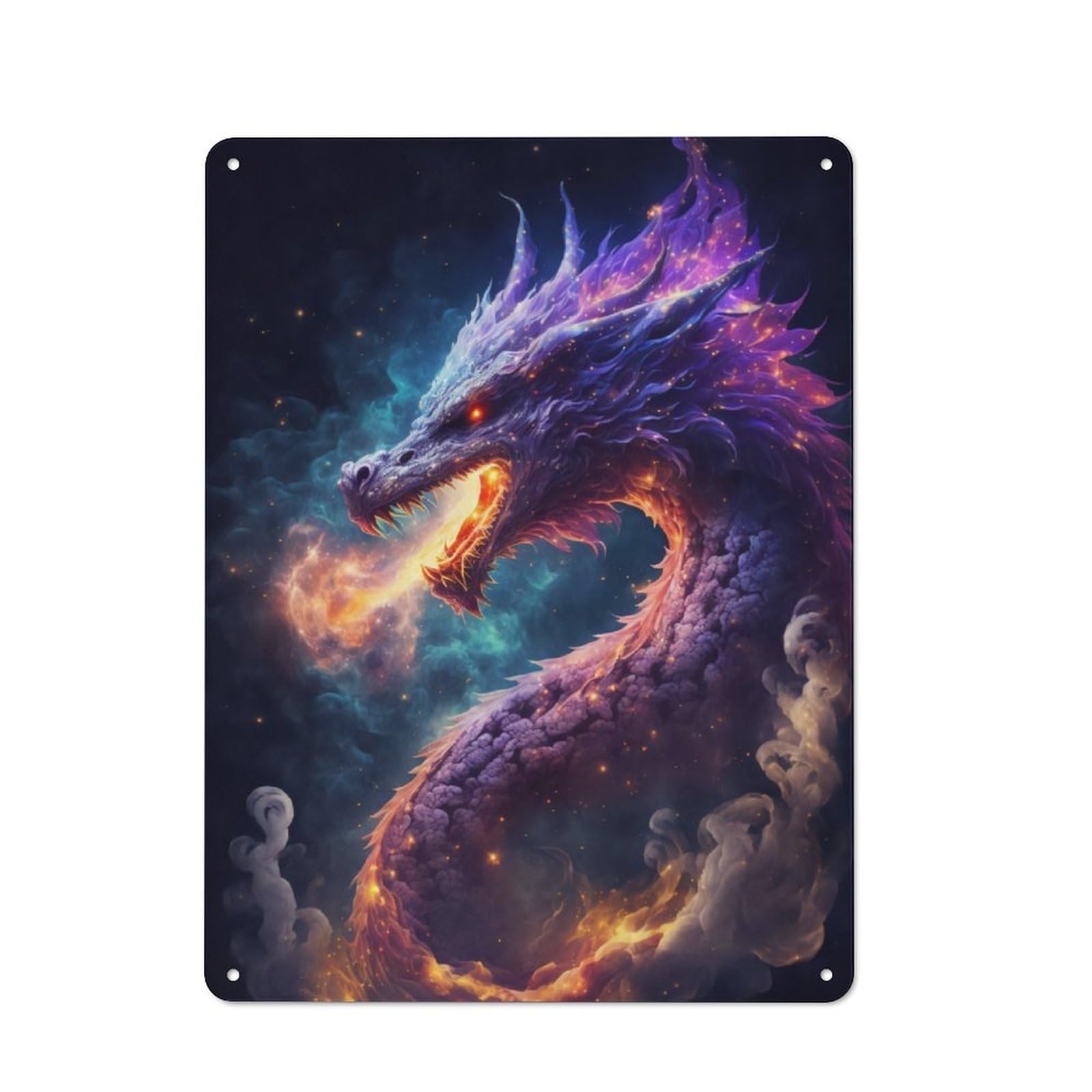 Junmoney Elder Dragons Galaxy Retro Tin Wall Plaque 40X30cm For Studio Or Craft Room, Winter Wall Decor For Creative-Space Collectors