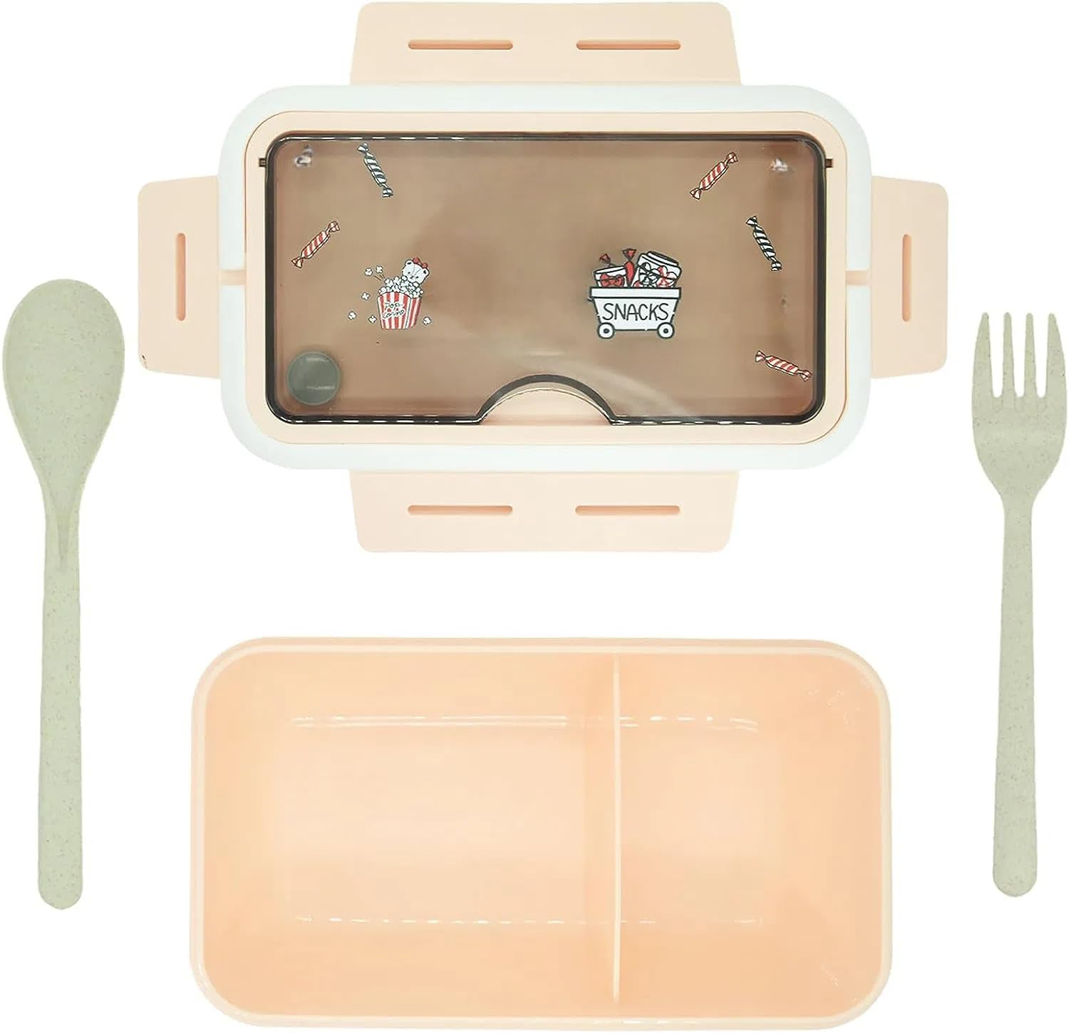 Kawaii Lunch Box, All-in-One Stackable Bento Lunch Box Container, 1100 ML Large Capacity for Adult, Work Lunch Portion Control Bento Boxes, Japanese Leakproof Lunch Container
