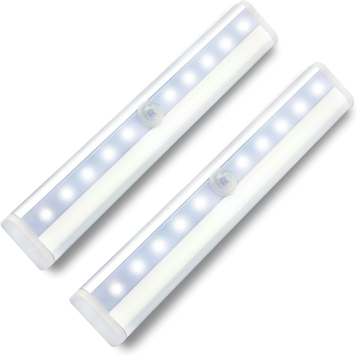 Motion Sensor Light Bar Indoor,10 LED Wardrobe Light,Battery Operated Light,WZMIRAI Sensor Light Battery Cupboard Light LED with Magnetic Stripe for Kitchen Counter or Anywhere