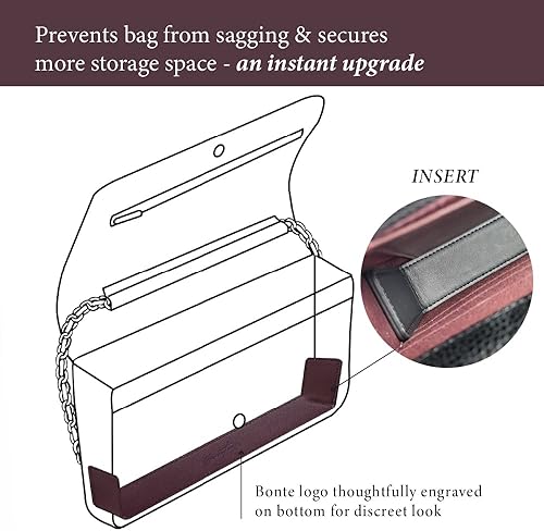 Miniatura 6 de Bonte WOC - Moldeador con alas, base de cuero italiano, protector e inserto para cartera en bolsas de cadena, cuero italiano de grano completo