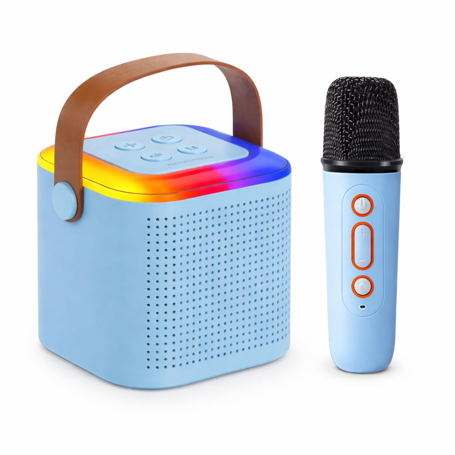 One94Store Karaoke Wireless Microphone & Square LED Speaker with Mic Set | Bluetooth Singing Mic with RGB Lights | Perfect Any Party & Gift Toy for Kids & Adults (Blue)-image-21