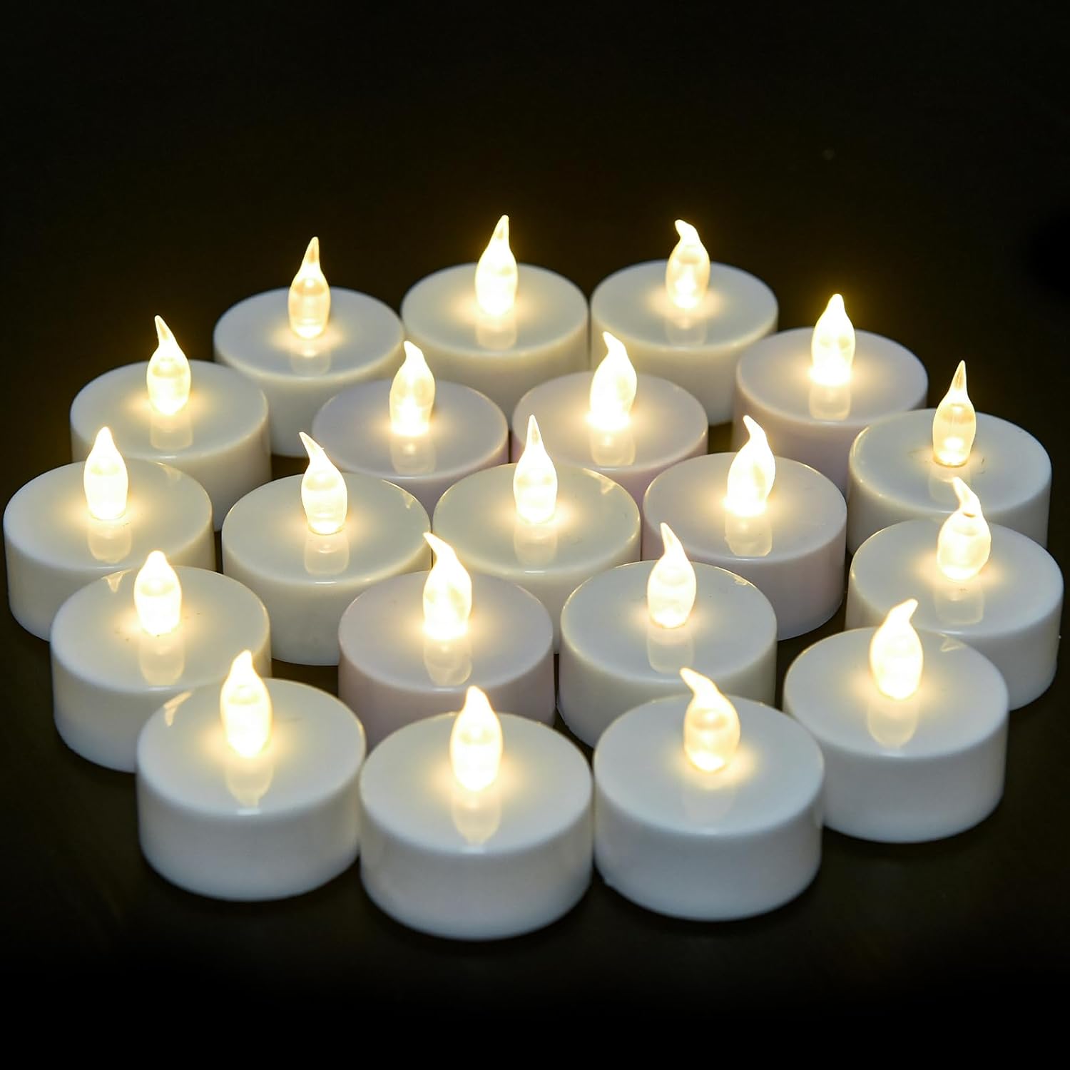 5 Pack Flamless Tea Lights Candles Battery Operated - Led Tea Lights Candles with Battry Powered Flickering Fake Tealights for Wedding Party Birthday Home Decoration (Warm White)