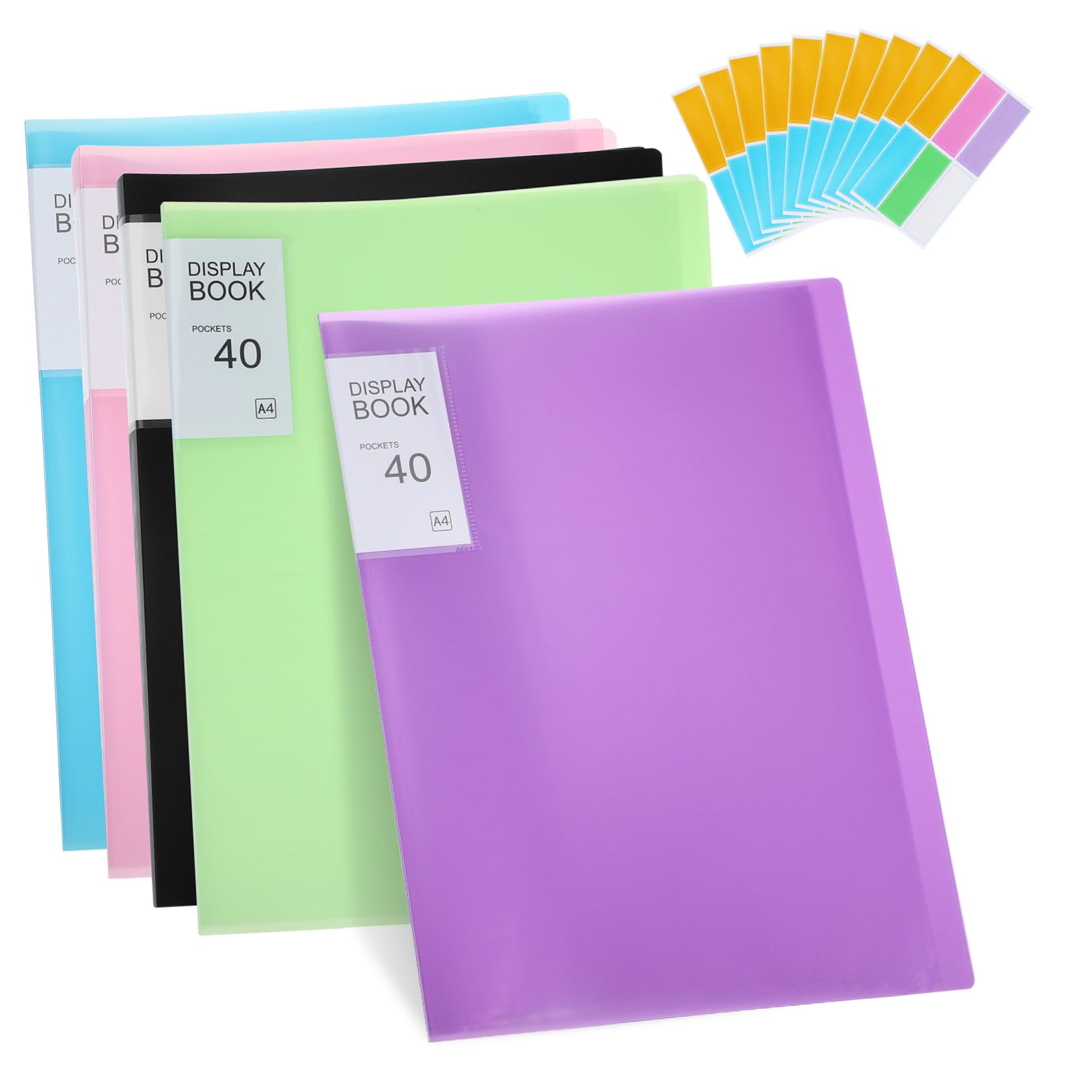 5 Präsentationsmappe mit Hüllen pro Ordner Transparente Kunststofftaschen mit Etiketten für Schule Büro Großer Stauraum Tragbares Portfolio für Dokumentenorganisation