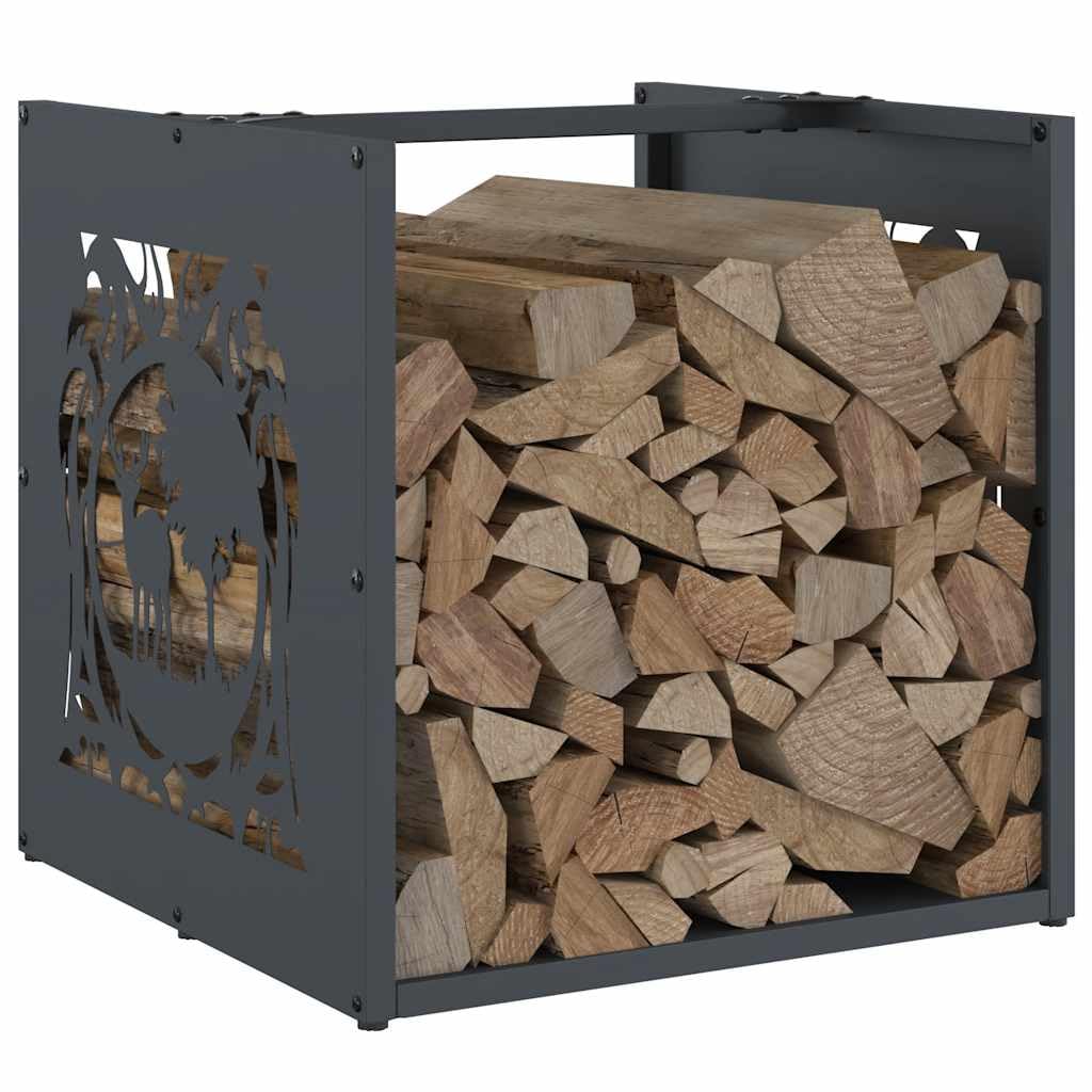 Estantería para leña de color antracita, 40 x 40 x 40 cm, acero laminado en frío, cesta de madera, para chimenea, metal, interior, exterior, jardín, terraza, moderno, apilable