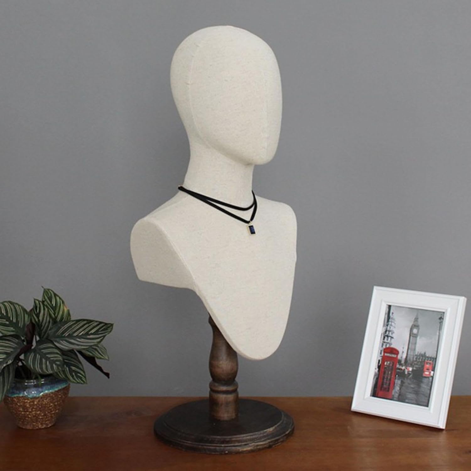 Mannequin Head Model with Shoulders – Display Model for Wigs, Hats, Jewelry, Sunglasses – Wig Stand Bust for Store & Home Display, beige
