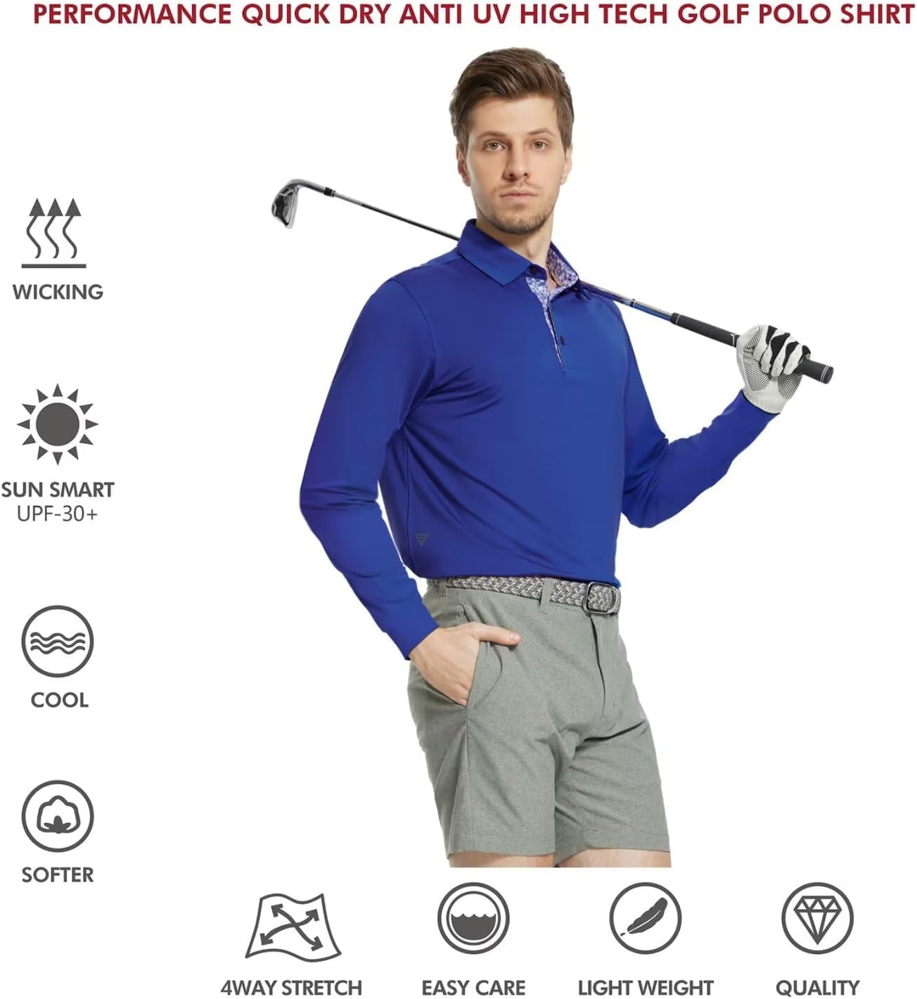 Mens Polo Shirts Short and Long Sleeve Casual Solid Stylish Dry Fit Performance Designed Collared Golf Polo Shirts for Men - Image 5