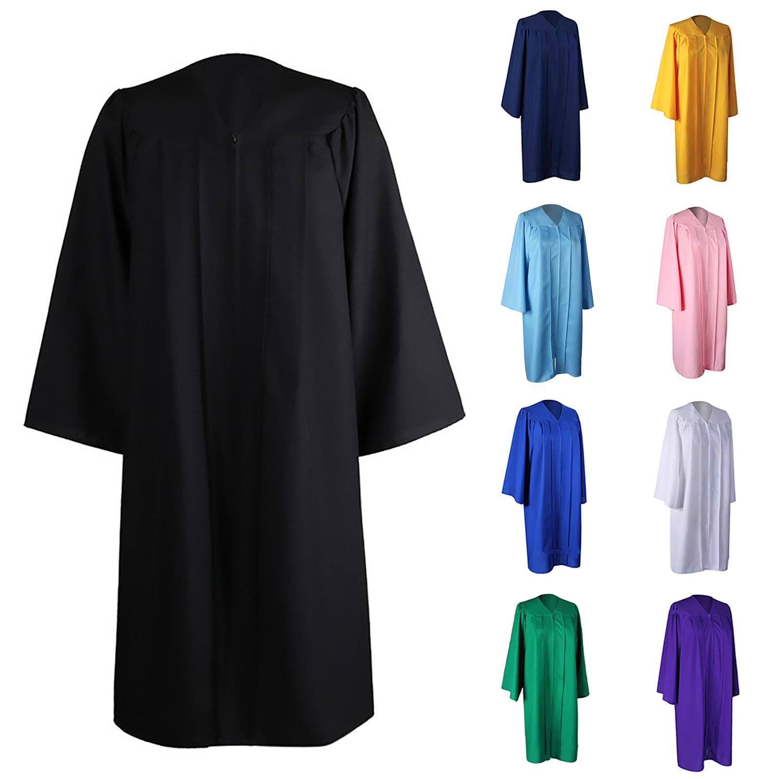 Graduación Talar Unisex Ligero Graduación Túnica con Gorra de Graduación y Borla Incluido Adecuado para Todas las Estaciones Cierre en la Parte Delantera Guía Talla Simple Negro