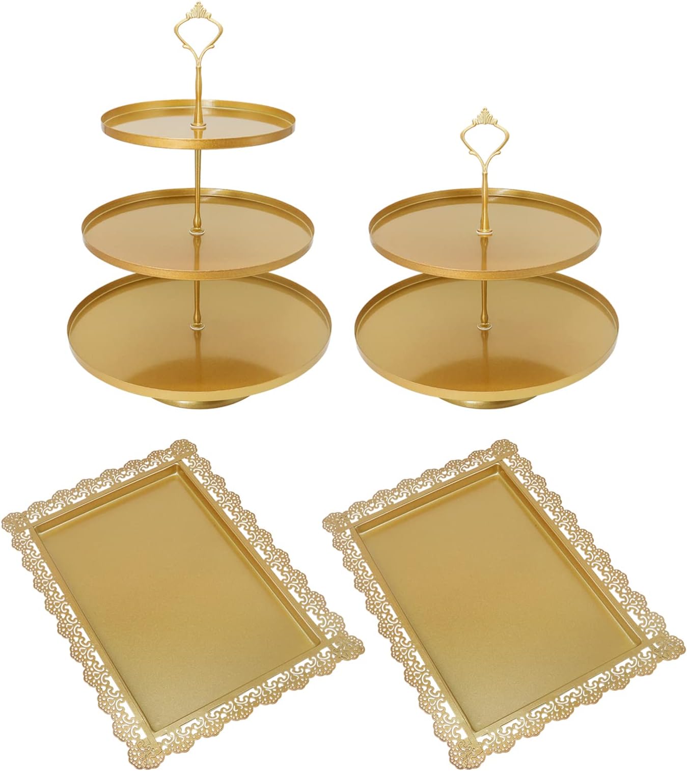 Amazon.com: 7Pcs Cupcake Stand Gold Dessert Table Display Set 2Pcs 3 ...