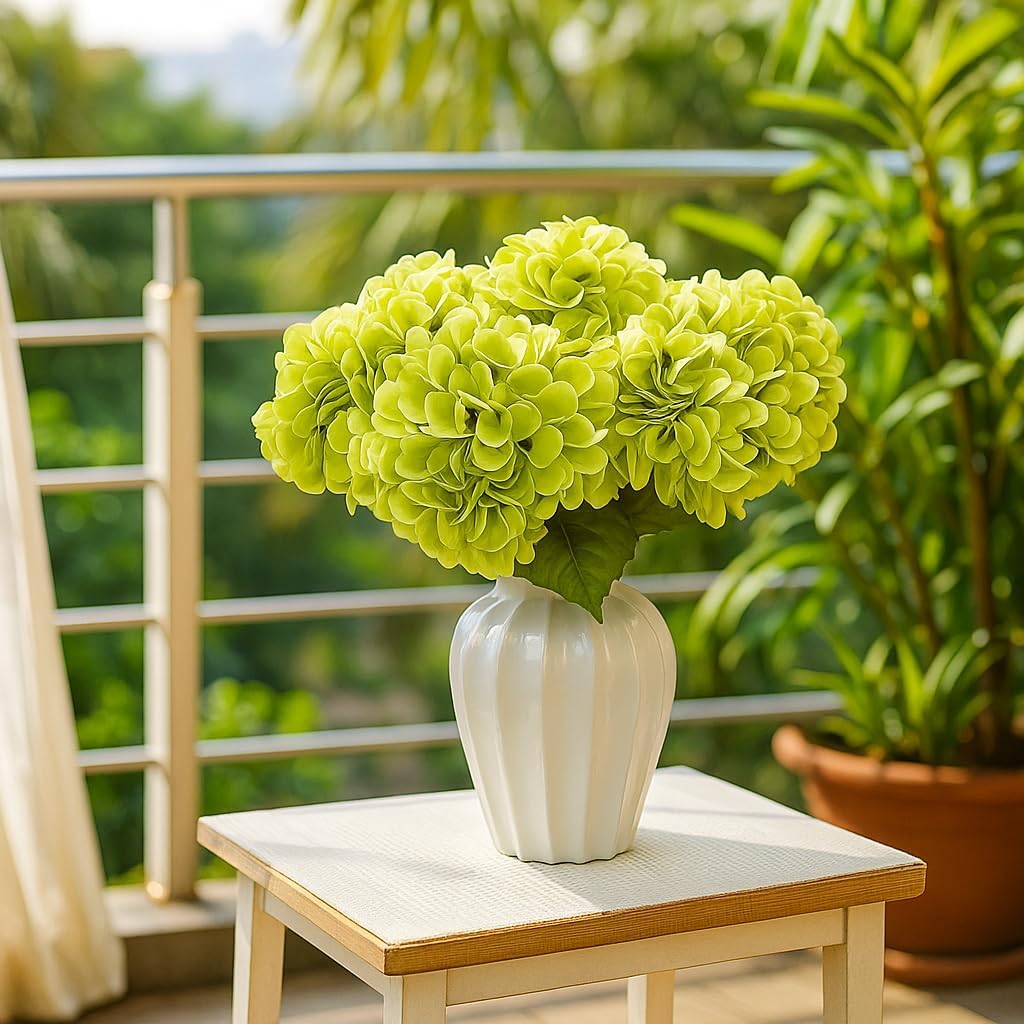 6pcs Artificial Hydrangea Flowers - Easy to Shape for Home Decor,Commercial Staging & DIY Crafts, Maintenance-Free Fake Flowers in Multiple Color Options, Flores Artificiales(Spring Green)