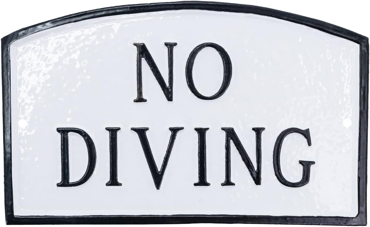 No Diving Small Arch Statement Plaque - White/Black