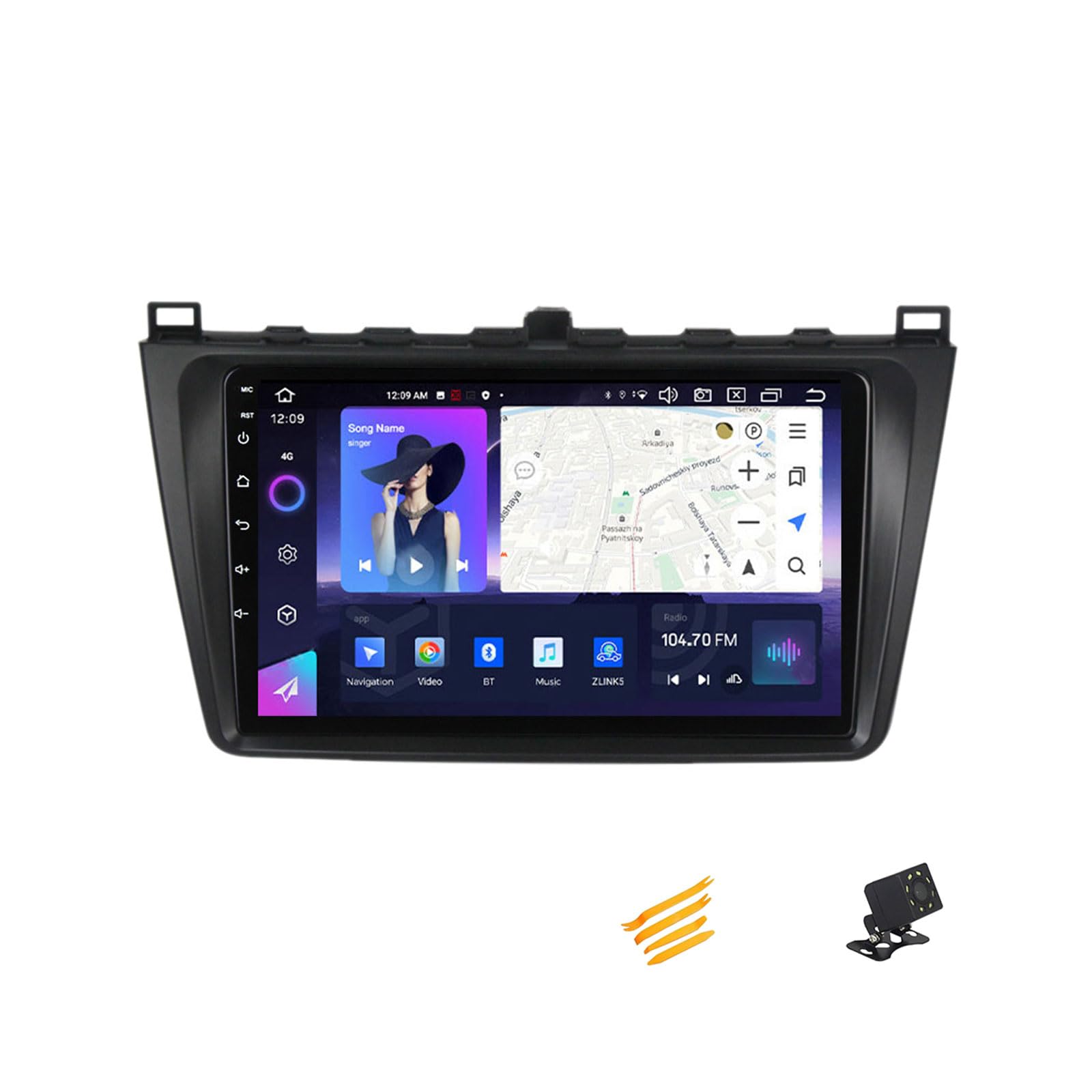 EsaSam Android 13 Car Stereo Bluetooth Car Play 2 DIN Touch Screen Compatible with Mazda 6 2008~2012 9in QLED Display Car Radio with Navigation Android Auto FM RDS SWC,8 Core NF5 4G+64G