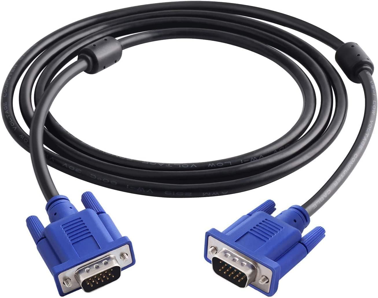 VGA Cable,Display Cable,Male to Male-15-pin D-sub Cable|Supports PC,SERVER,Monitor,Laptop,LCD,LED,Plasma,Projector,TFT-VGA to VGA Cable-1 M,Black