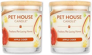 One Fur All Pet House Fall Candles, Long Lasting, Clean Burning, Soy Wax Scented Candles for Pet Odor, Apple Cider, 2 Pack