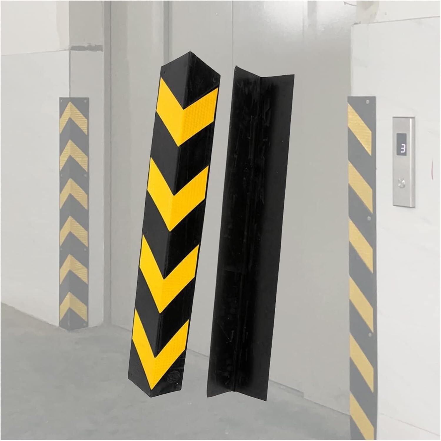 Parcheggio auto Parcheggio Parete Angolo Guard per garage a forma di L Parcheggio Garage Gomma Colonna 1 cm di spessore (15 pz-100 cm)