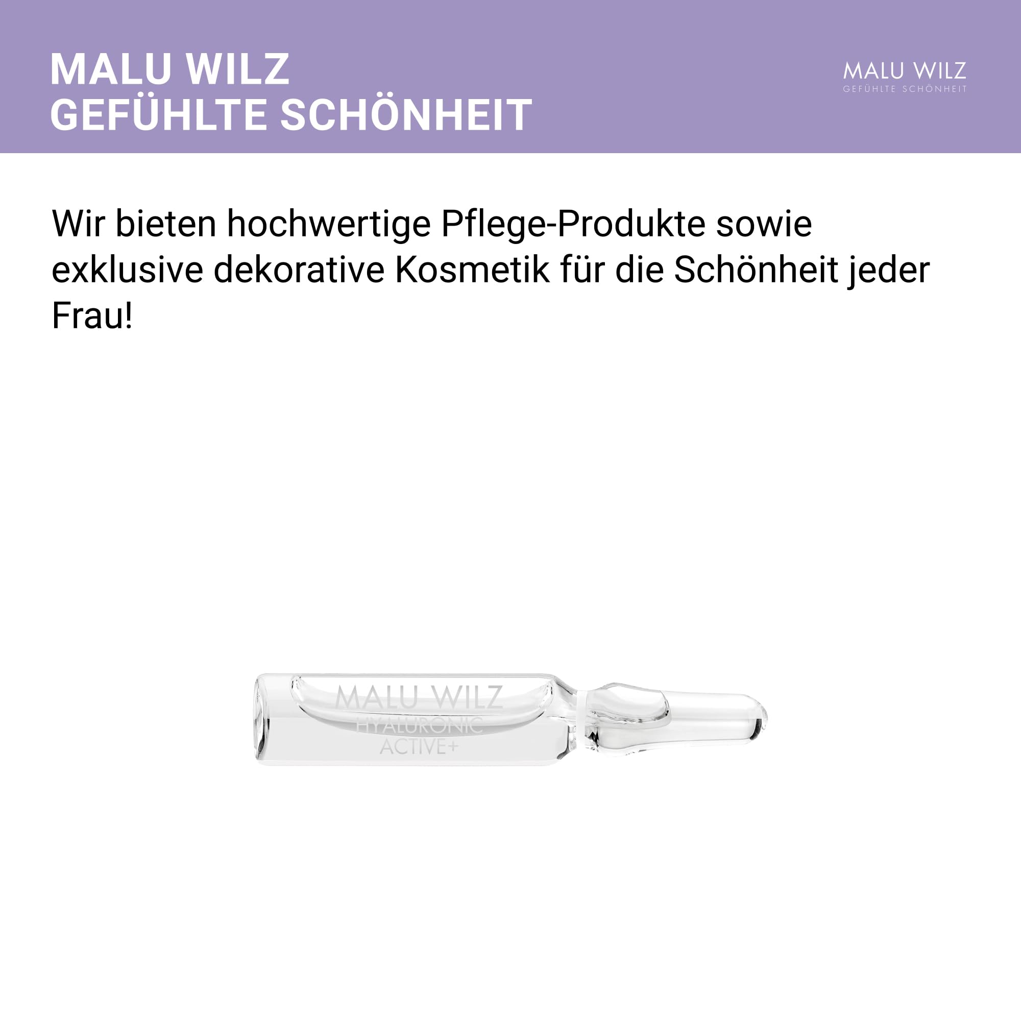 Malu Wilz Ampoule Hyaluronic Active+ 15 x 2ml I Hyaluron Ampullen Gesicht I Intensiv feuchtigkeitsspendendes Konzentrat I Für straffe, jugendliche Haut