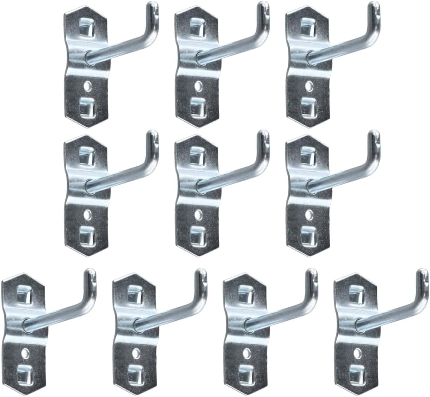 Wall Tool Rack Hooks 50mm Slanted End Steel Pegboard Organizer Secure Tool Storage (10 Pack)