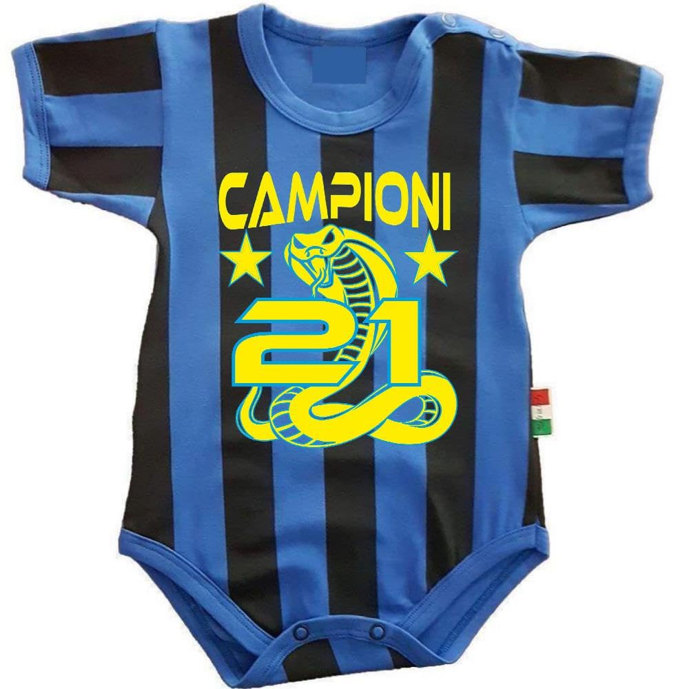 PELUSCIAMO Body Nero Azzurro NeroAzzurri Campioni D'Italia 21 Scudetti 2 Stelle | Personalizzato Con Nome e Numero PS 32768-SCINT-01