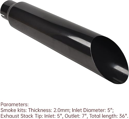 Miniatura 10 de Sistema de tubo de escape diésel Turbo Dual Smoker de 4 pulgadas con 2 piezas de entrada de 4 pulgadas de 8 pulgadas, salida de acero inoxidable