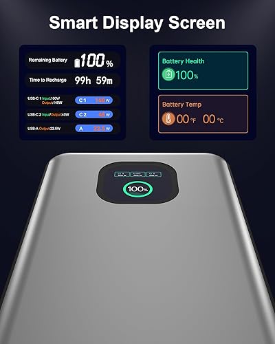 Miniatura 4 de Banco de energía de 140 W, cargador portátil para portátil de 25000 mAh con pantalla digital inteligente, PD3.1 de carga rápida para MacBook Dell