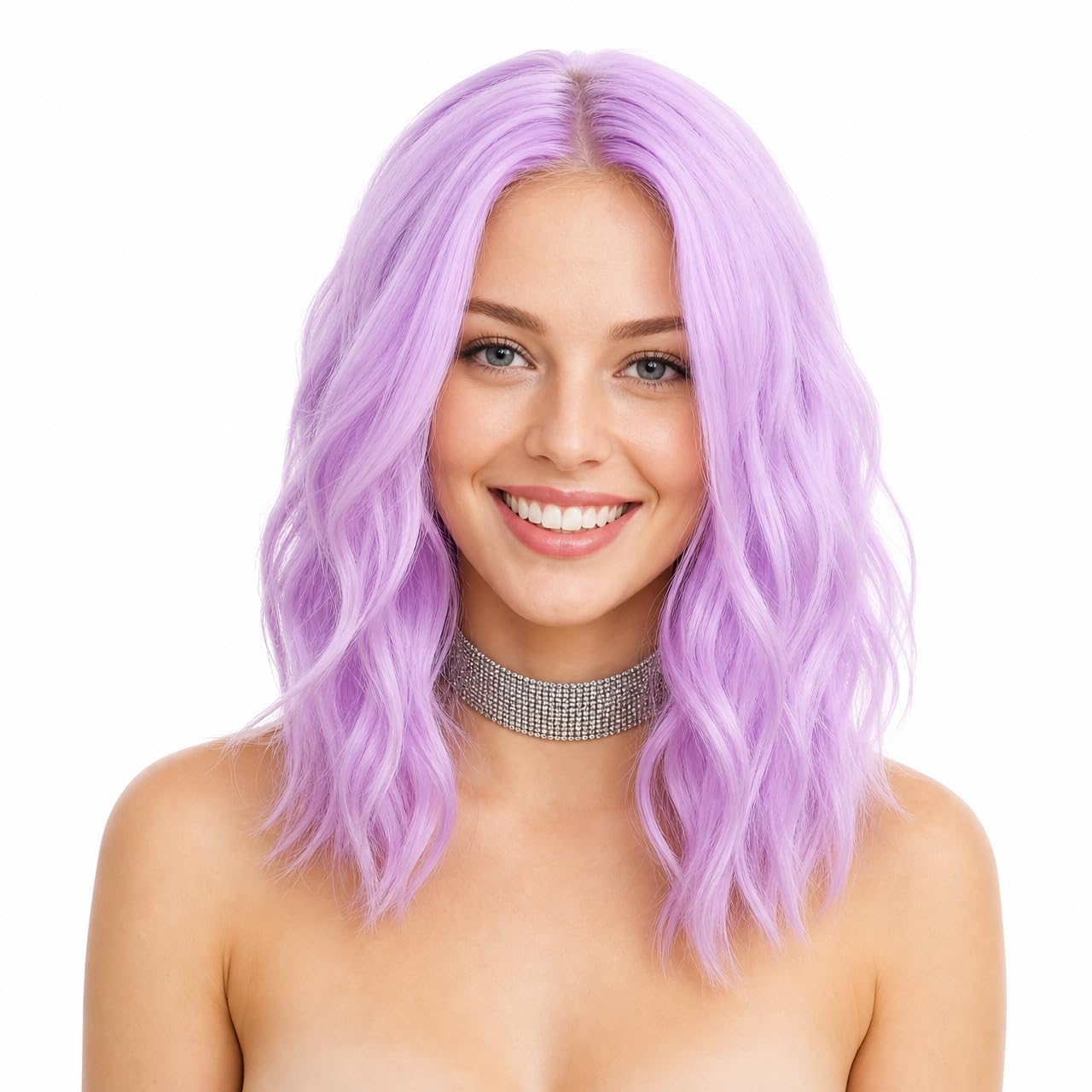 eNilecor Short Wavy Bob Wig for Women, Heat-Resistant Synthetic