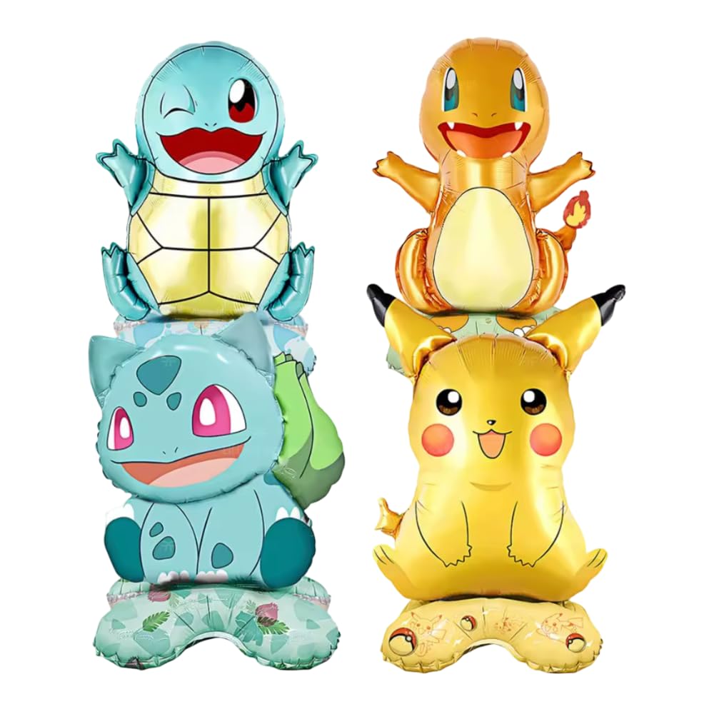 Pokemon Standing Balloons | Pikachu, Squirtle, Charmander & Bulbasaur | 8 Balloons