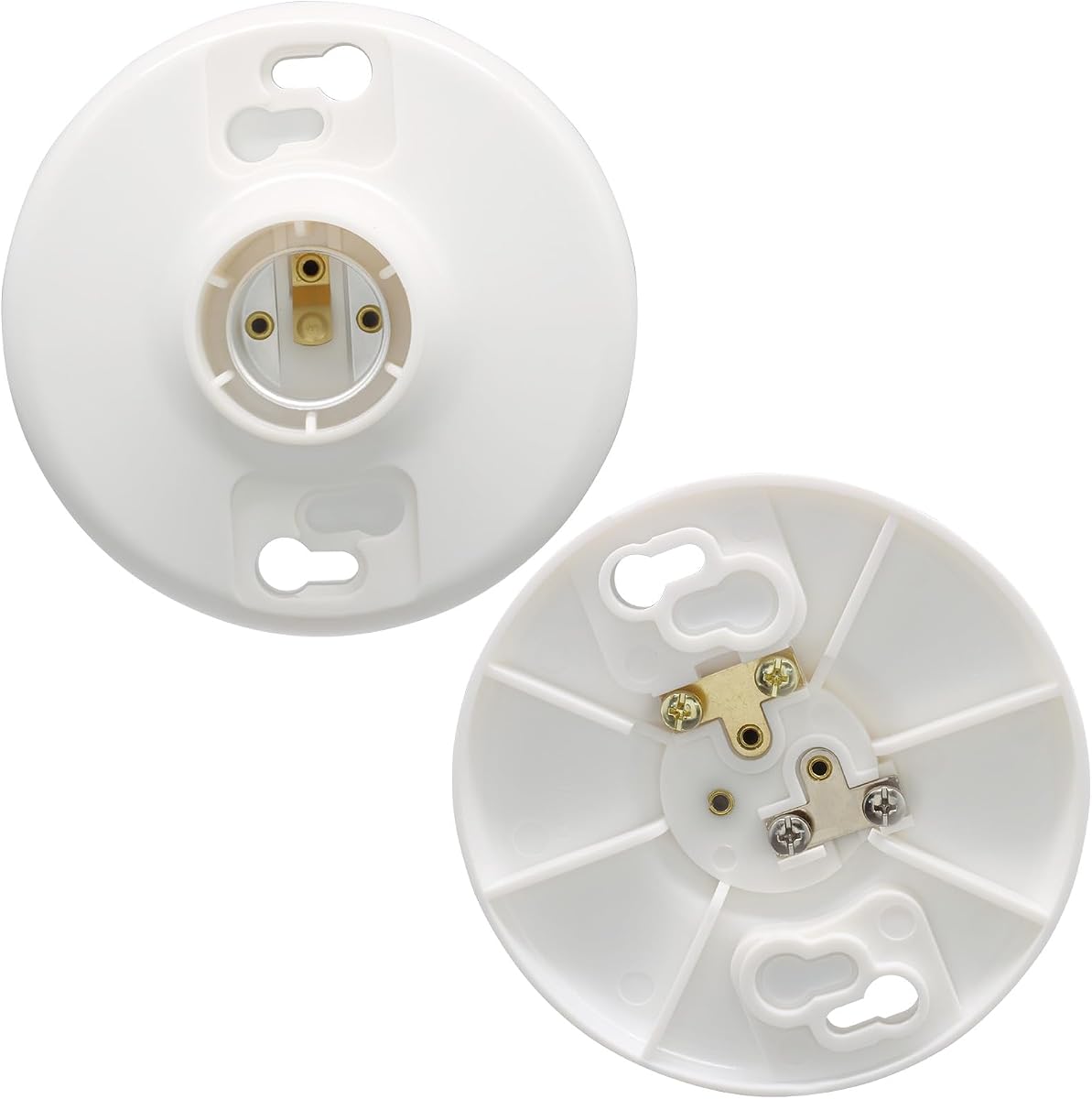 2 Pack Keyless Lamp Holder, Medium Base E26 Socket | Ceiling Lighting, Incandescent Outlet Box, Compatible with LED and Incandescent Bulbs, For Lighting Enthusiasts