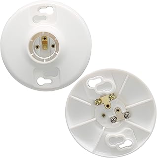 2 Pack Keyless Lamp Holder, Medium Base E26 Socket Ceiling Lighting Incandescent Outlet Box, Compatible Bulb Holder for LED and Incandescent Light Bulbs/Lighting Enthusiasts