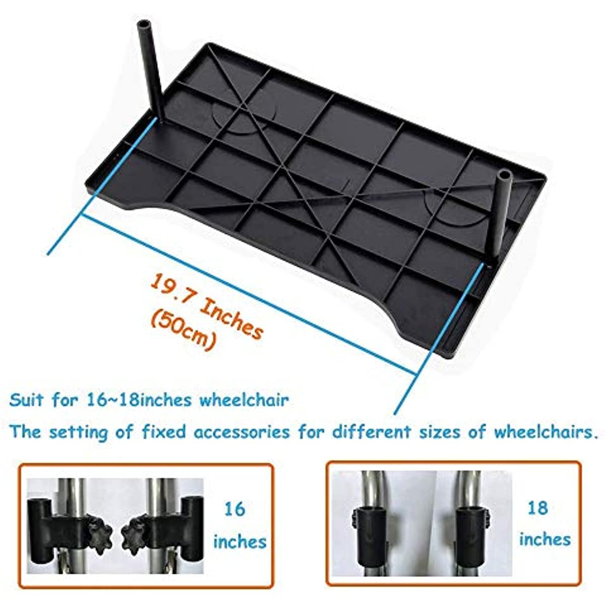 Mesas de silla de ruedas de plástico antideslizante para escribir, leer y comer, con barandillas estándar conectadas y sillas de ruedas de escritorio (para sillas de ruedas de 16 - 18 pulgadas)