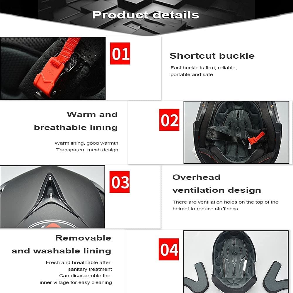 Casco Moto Auricolare Bluetooth Interfono Radio Integrato Casco Apribile Con Doppia Lente Antiappannamento Caschi Integrali Omologati ECE/DOT Casco Scooter Per Donna E Uomo