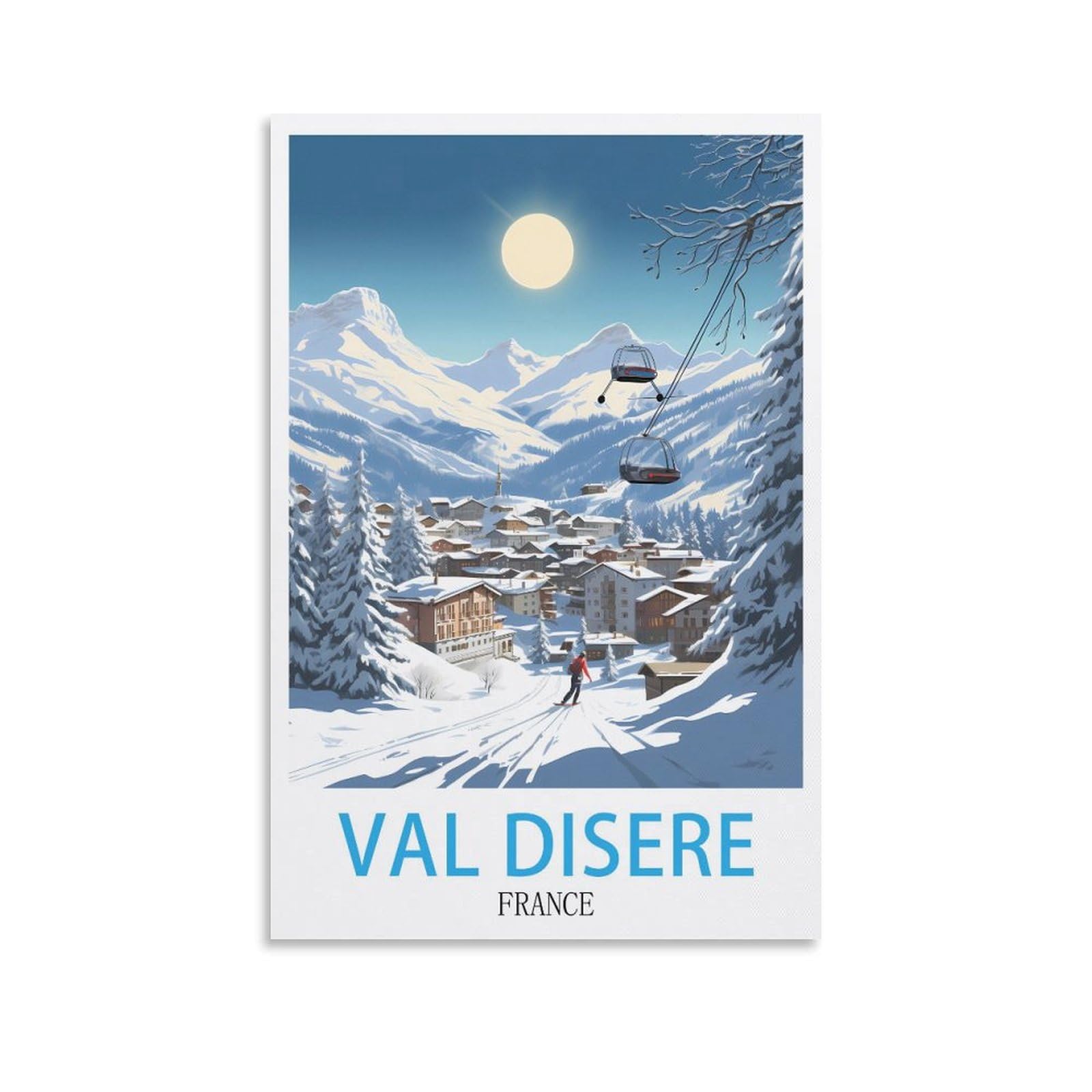 LHJOIUN Val D'isere France Vintage Travel Poster 16x24inch(40x60cm) Art Canvas Print For Living Room Bedroom Home Decoration Modern Art