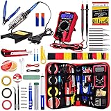 Praktisches Zubehör - Mehr als 20 zusätzliche Artikel wie ein stiftförmiger Schraubendreher, Entlötpumpe/Lötsauger, Lötzinn, Pinzette, Draht-Abisolierer und - schneider, Mini-Schraubendreher, Mini-PCB, Schrumpfschläuche, ein herunterladbares eBook und vieles mehr;