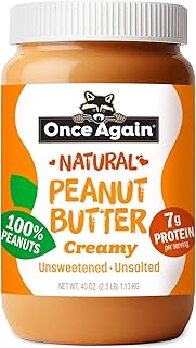 Once Again Creamy Natural Peanut Butter, No Salt or Sugar Added - Large ...
