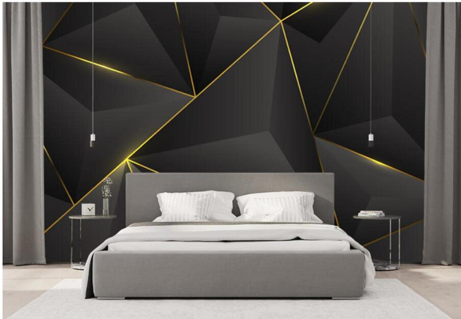 Papel Pintado De Fondo De Sofá De Sala De Estar De Dormitorio De Murales Geométricos Creativos De Líneas Geométricas 3D Personalizados-400Cmx280Cm