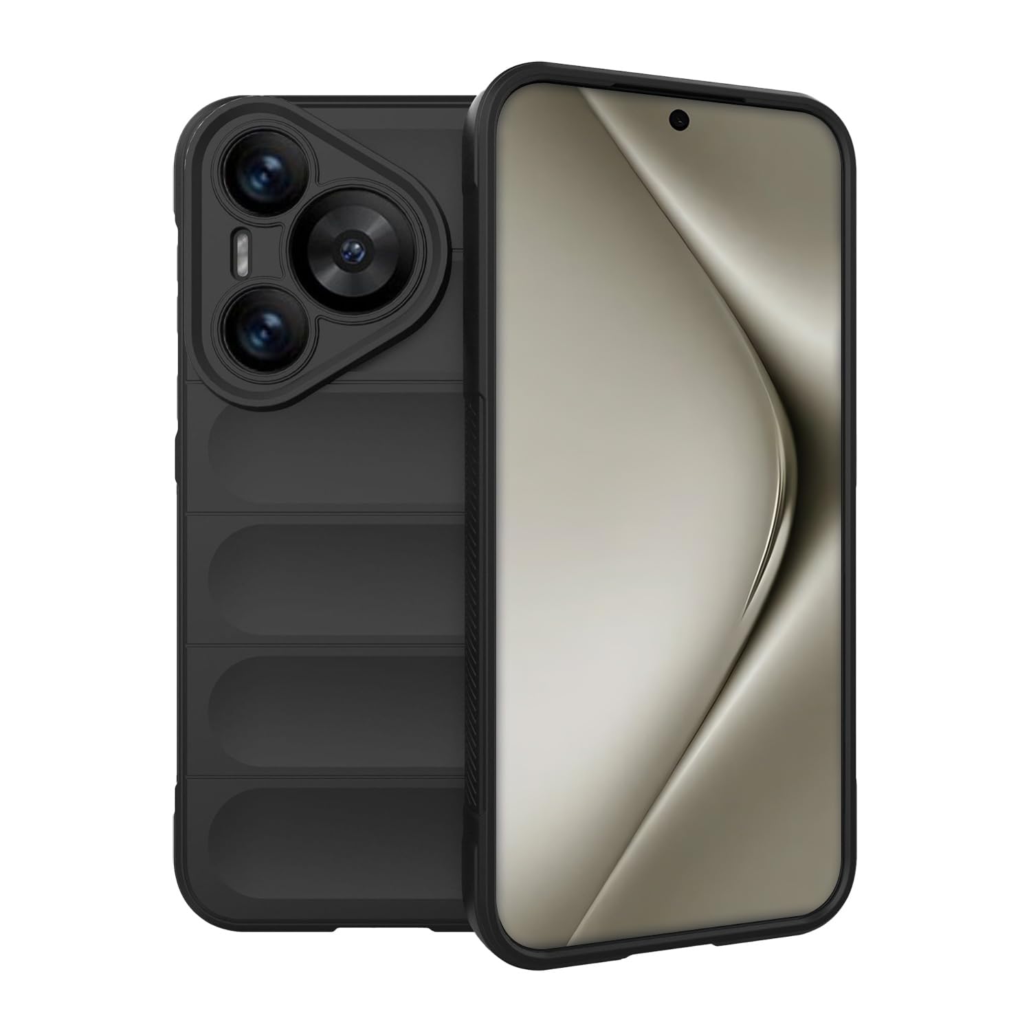 T TerselySilicone Case for Huawei Pura 70, Heavy Duty Shockproof & Scratch Soft Case Cover with Liquid Silicone Rubber Skin and Plush Lining (Black)