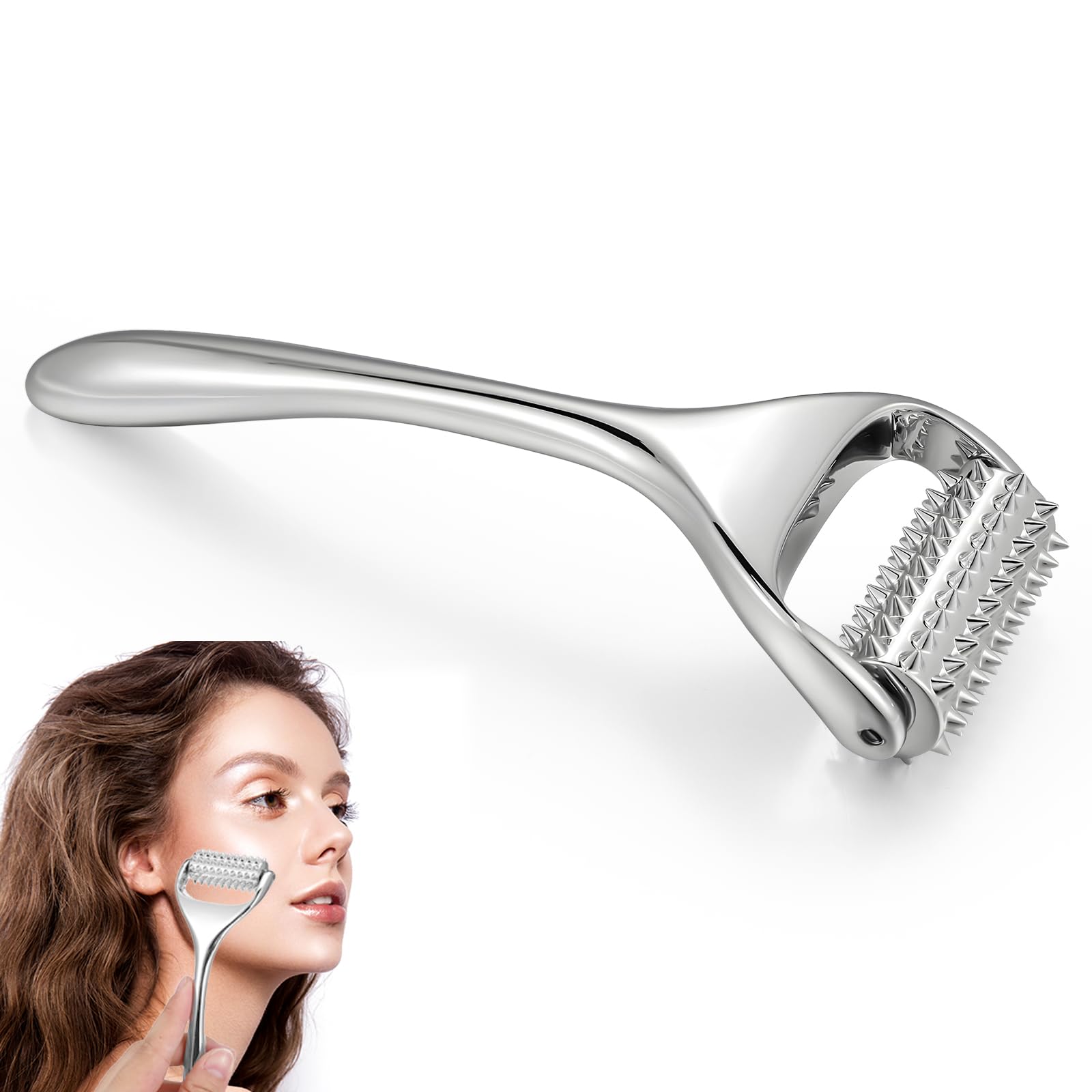 Stainless Steel Massage Roller, Acupressure Roller for Skin and Muscle Relaxation Deep Tissue Massage Tool for Stress & Pain Relief, Tension Release, Reflexology, Lymphatic Drainage