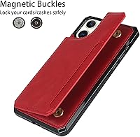 Vista 5 de Cavor for iPhone 11 Wallet Case with Card Slots Holder,Premium PU Leather Kickstand Feature Case [Wrist Strap] Double Magnetic Clasp Shockproof Flip