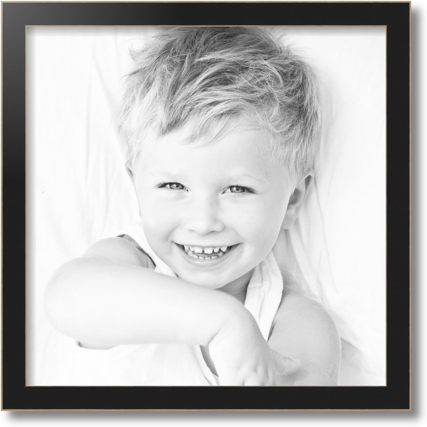 ArtToFrames 18x18 inch Black Satin with Raw Edges Picture Frame, 2WOM0066-76808-890R-18x18