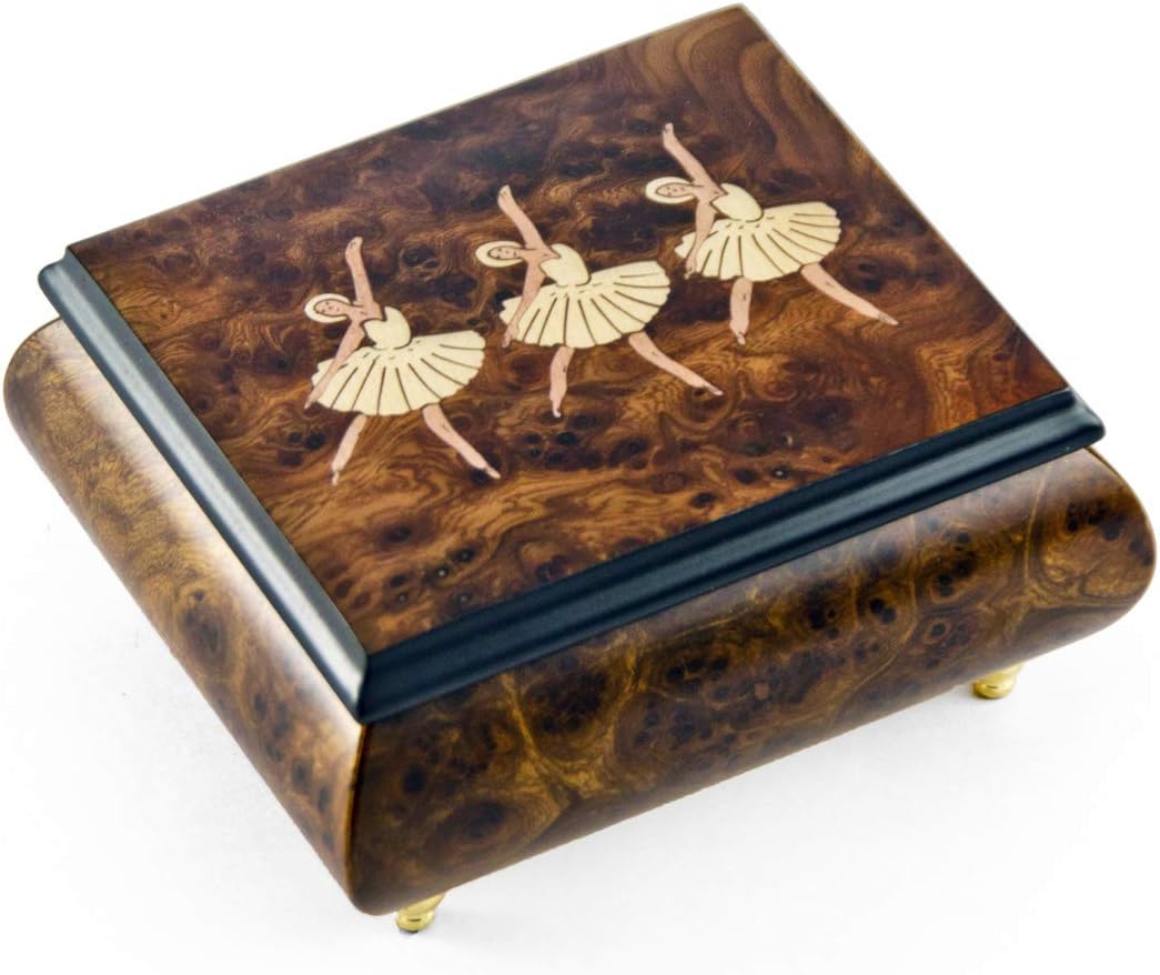 Delightful Natural Tone Music Box with 3 Graceful Ballerinas Wood Inlay - Many Songs to Choose - My Funny Valentine,Lorenz Hart/Richard Rogers