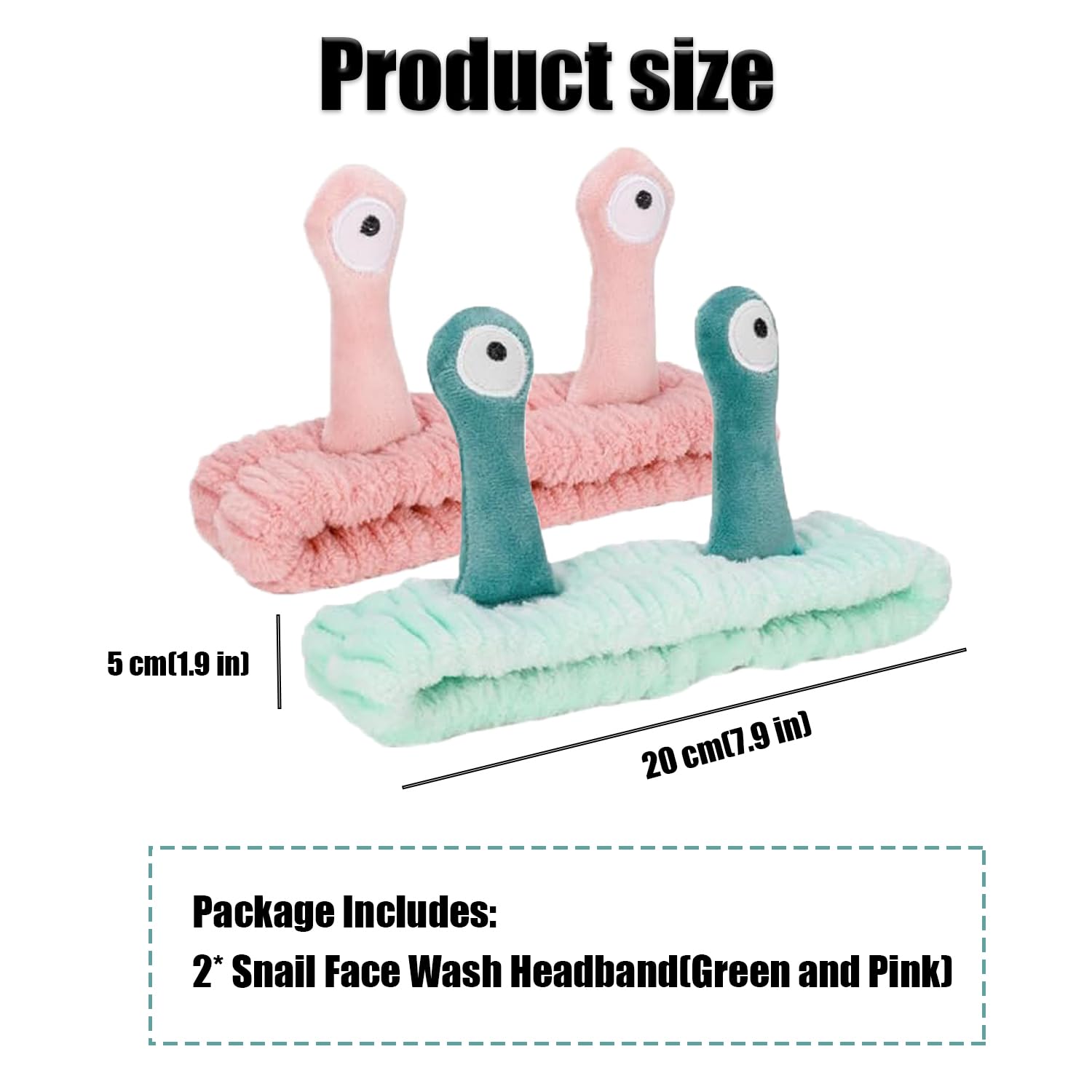 2 pcs Face Wash Headband, Palm and Snail Spa Hair Bands Makeup Headbands Women Cartoon Cute Elastic Headband - Image 2