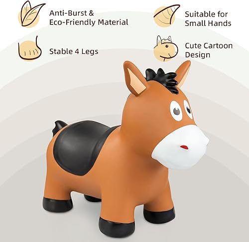 Vista 58 de ZOOJOY Bee Bouncy Animals Hopper, tolva inflable para rebotar, para interiores y exteriores, juguetes para saltar de rebote para niños pequeños