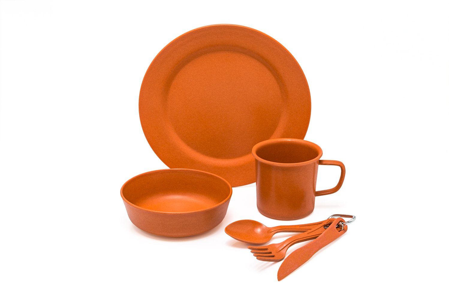 Premium Eco-Friendly, Bamboo Fiber Camping Set, Orange. Biodegradable. Lightweight, Practical, Perfect for Boys and Girls Scout Trips, School Camps, Family Vacations, Hiking and Backpacking.