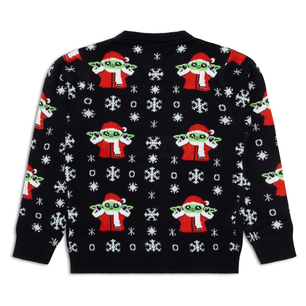 Star Wars Mandalorian Christmas Jumper | Jersey de Navidad para niños | Sudadera de Navidad de punto acrílico Grogu para niños | Regalos mandalorianos para niños