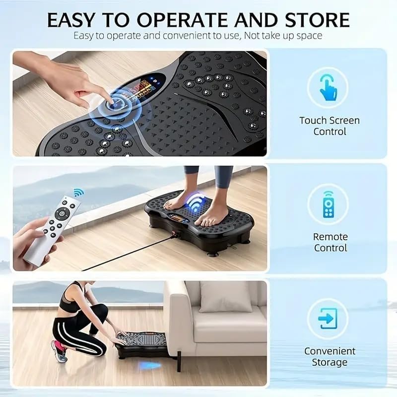 Image of RK Prime Vibration Plate Exercise Machine for Lymphatic Drainage & Weight Loss - 180 Speed Levels, 450kg Capacity, Resistance Bands & Remote | Full Body Workout | Muscle Toning | Home Gym