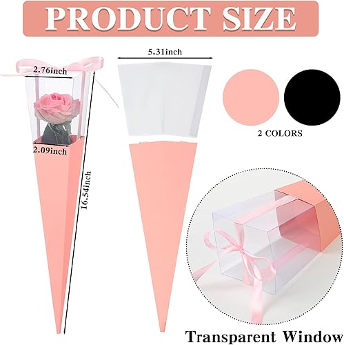 Miniatura 2 de Thyle 24 bolsas de flores individuales con fundas de rosas, papel de regalo de flores, bolsa de ramo de rosas individuales para graduación, boda,