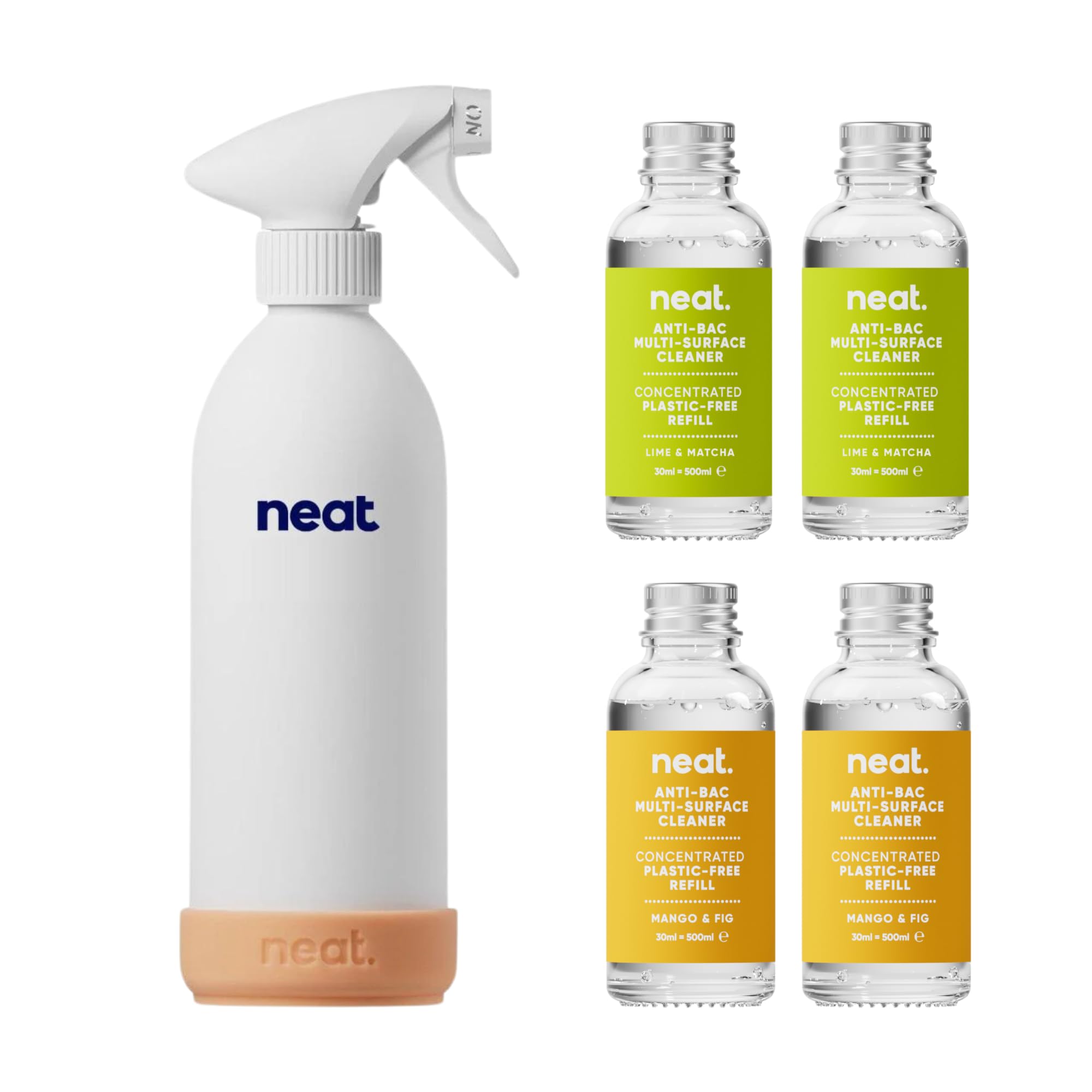 Neat Multi-Surface Cleaning Spray (+ 4 Refills) – All-Purpose, Antibacterial Kitchen Cleaner Spray for Home – Surface Cleaner and Kitchen Spray Cleaner Combo