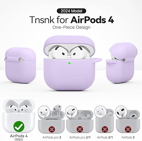 Miniatura 116 de Funda para AirPods 4, color rosa con kit de limpieza, funda de silicona suave para Airpod 4, compatible con Apple Airpods de 4ª generación 2024,