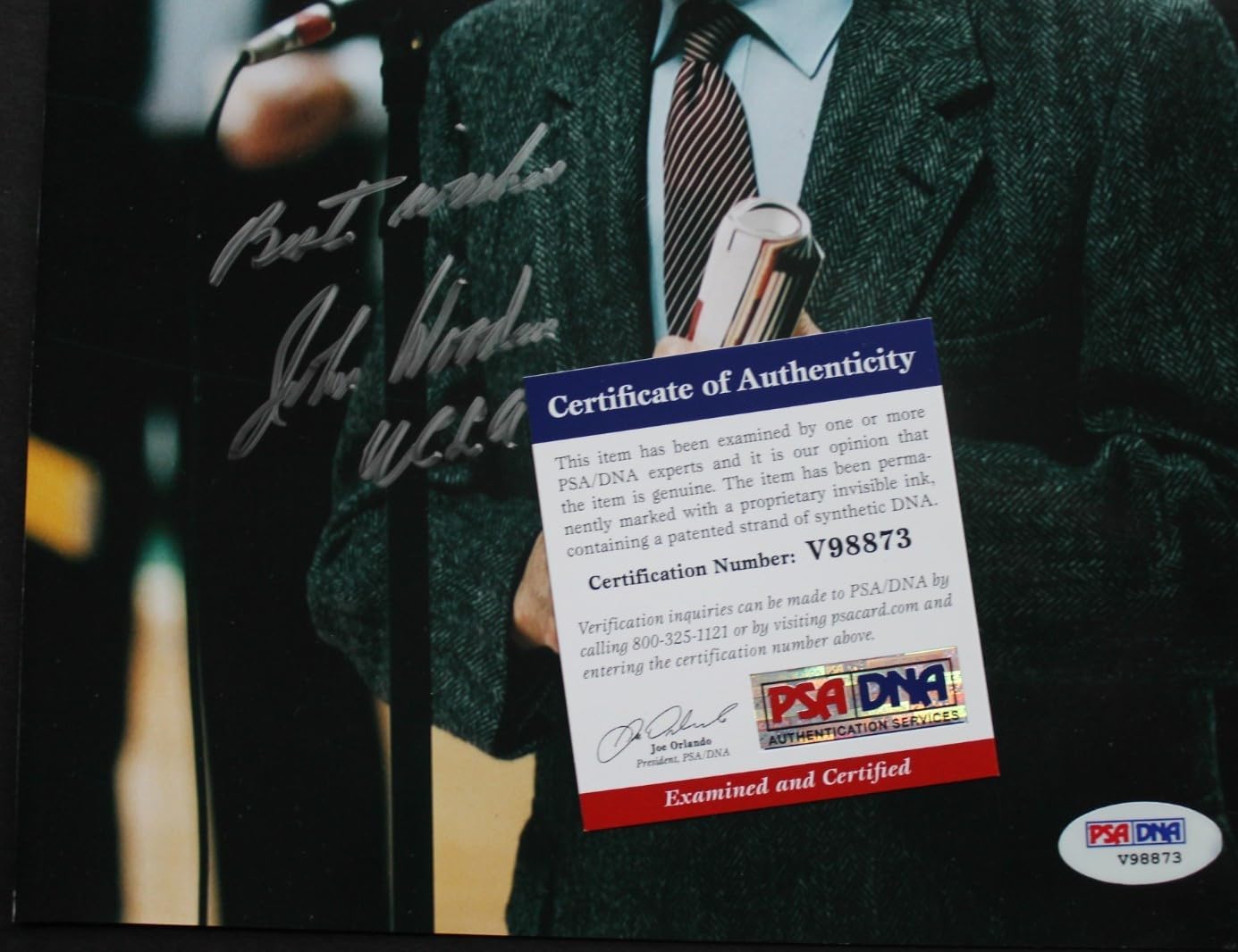 John Wooden (d.2010) HOF UCLA Basketball Autographed Signed 8x10 Photo PSA
