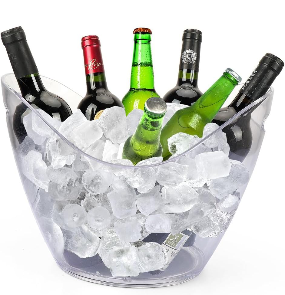 Secchiello Portabottiglie In Plastica Trasparente 8 Litri - Per Vino, Champagne E Ghiaccio - 6
